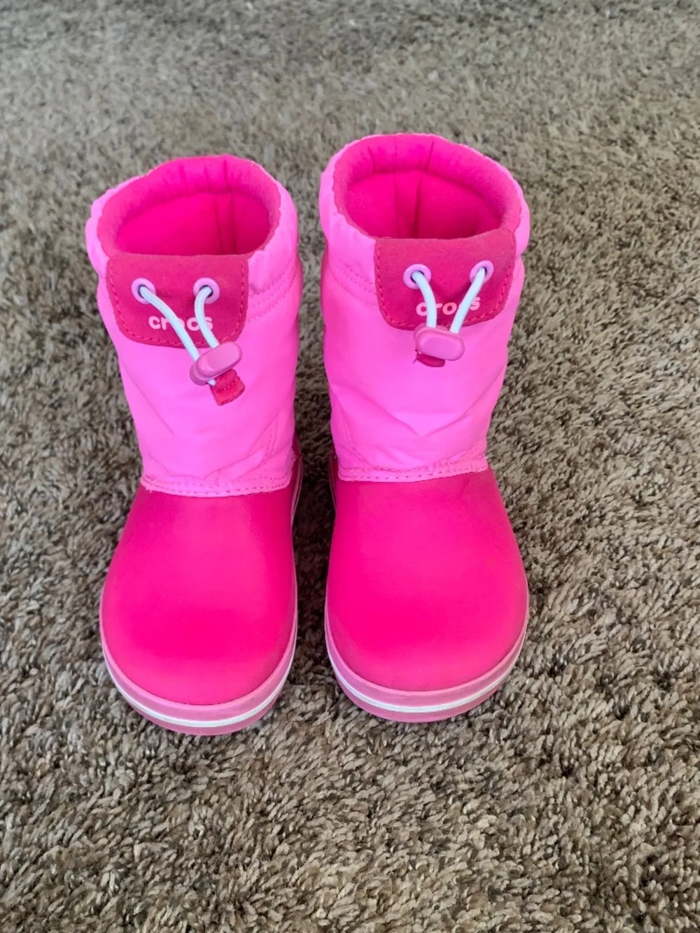 Crocs Two tone Pink Snow Boots Girls Sz.9 Play Fall Winter Shoes Outwear